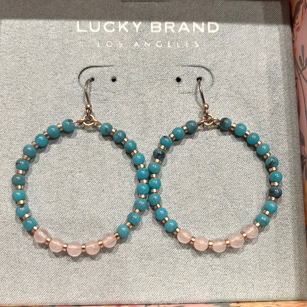 Lucky Brand Semi Precious stones Hoop Earrings - New in Box
